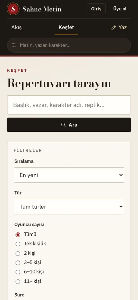 Keşfet sayfası telefonda